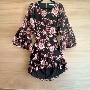 ALI & Jay Los Angeles black floral dress w/ Belle sleeves